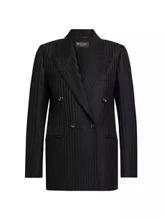 Полосатый шерстяной пиджак Giacca Aurora Loro Piana, черный