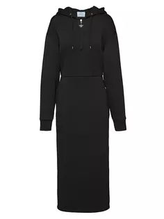Хлопково-флисовое платье Prada, черный