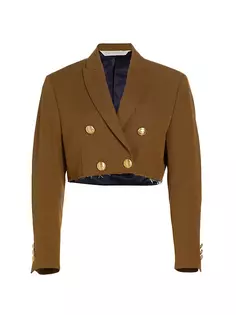 Укороченный пиджак-бойфренд Palm Angels, цвет brown gold