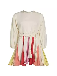 Мини-платье Ella с цветными блоками и складками Rhode, цвет color block rainbow