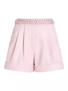 Кожаные шорты Balmain, цвет powdery pink