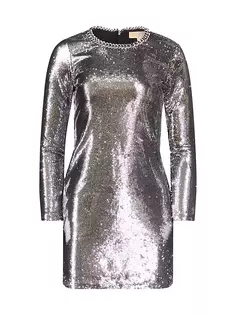 Мини-платье с длинными рукавами и пайетками Michael Michael Kors, цвет black silver
