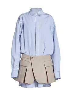 Платье-рубашка Thomas Mason из поплина Sacai, цвет light blue stripe beige