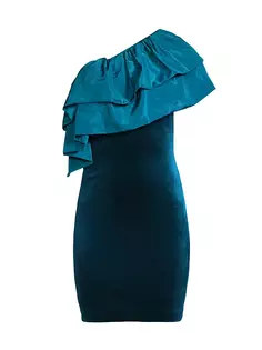 Мини-платье из бархата и тафты One33 Social, цвет peacock