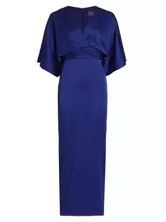 Атласное платье в стиле кимоно Theia, цвет cobalt