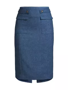 Шерстяная юбка-карандаш на пуговицах Frances Valentine, синий