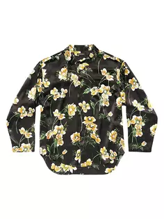 Рубашка минимального размера с цветочным принтом большого кроя Balenciaga, черный