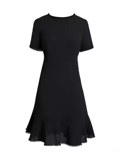 Шерстяное платье-футляр с короткими рукавами Santorelli, черный