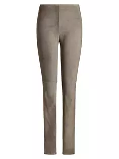 Узкие брюки из эластичной замши Eleanora Ralph Lauren Collection, серый
