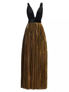 Двухцветное бархатное платье Goddess цвета металлик Bronx And Banco, черный