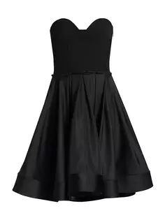 Расклешенное платье-бюстье из тафты Proenza Schouler, черный