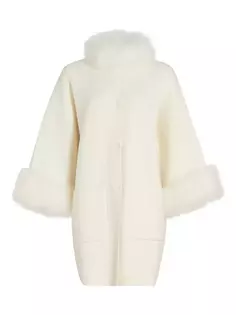 Кашемировое пальто с меховой отделкой Maximilian, цвет off white