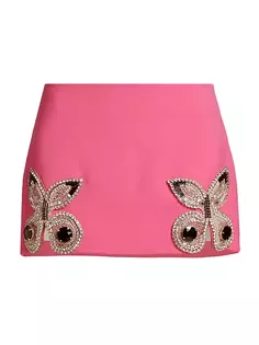 Шерстяная мини-юбка с декором и бабочкой Area, цвет carmine rose