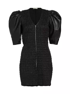 Мини-платье Selma из искусственной кожи со сборками Sea, черный