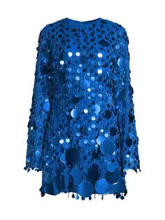 Мини-платье с пайетками и бисером One33 Social, синий