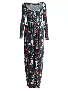 Платье макси с цветочным принтом Rabanne, цвет black rose garden