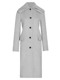 Длинное двубортное пальто из смесовой шерсти Proenza Schouler, серый