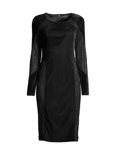Коктейльное платье из бархата и сетки для светских мероприятий Donna Karan New York, черный