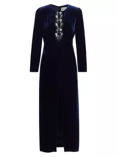 Бархатное платье-миди с украшением Saloni, цвет black navy stars
