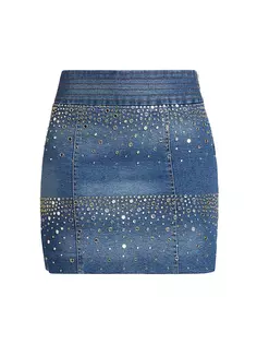 Джинсовая мини-юбка с декором Zelda Ramy Brook, цвет indigo studded denim