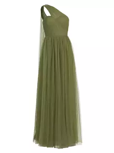 Платье-трапеция на одно плечо из тюля Verris Vera Wang Bride, цвет olive green