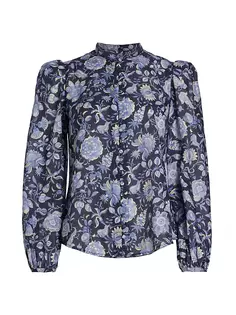 Плиссированная блузка Savannah с цветочным принтом Derek Lam 10 Crosby, синий