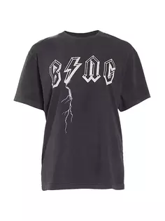 Хлопковая футболка с логотипом в виде молнии Anine Bing, черный