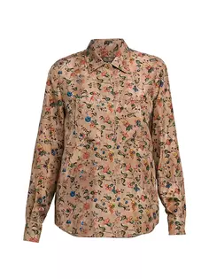 Шелковая рубашка с принтом Cheriel Garden Loro Piana, цвет lake titicaca forest leaves