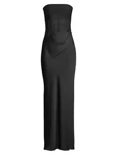 Платье миди из атласа и сетки Enora Misha, черный