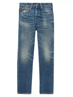 Настоящие джинсы узкого кроя на пляже Довиля Saint Laurent, синий