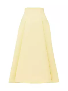 Компактная шерстяная юбка-миди Bottega Veneta, цвет camomile