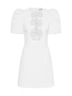 Мини-платье из крепа Ophelia, украшенное жемчугом Rebecca Vallance, белый