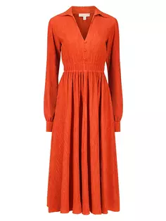 Плиссированное платье миди-трапеции Michael Michael Kors, цвет taracotta