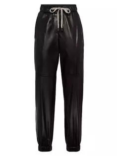 Спортивные брюки из кожи наппа Lux Brunello Cucinelli, черный