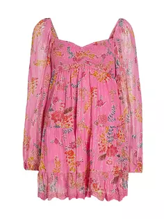 Мини-платье Babydoll с цветочным принтом Fiora Hemant &amp; Nandita, розовый