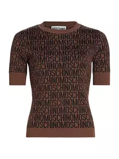 Приталенная футболка с логотипом Moschino, цвет fantasy print brown