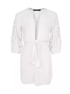 Накидка крючком с глубоким вырезом Vix By Paula Hermanny, цвет off white