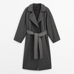 Пальто Massimo Dutti Belted Oversize - Studio, серый