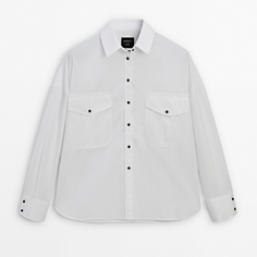 Рубашка Massimo Dutti Cotton With Contrast Buttons - Studio, белый
