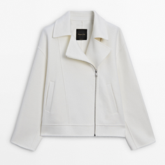 Куртка Massimo Dutti Double-faced Wool Blend Biker-effect, белый