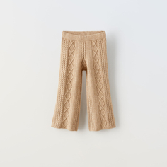 Леггинсы для девочки Zara Cable-knit Flared, бежевый