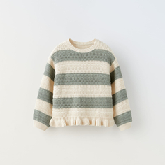 Свитер для девочки Zara Striped Knit, светло-зеленый
