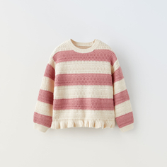 Свитер для девочки Zara Striped Knit, розовый