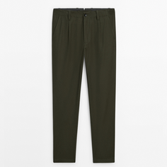 Брюки Massimo Dutti Relaxed-fit Wool Blend Chino, хаки