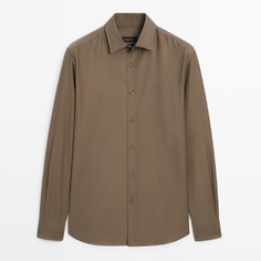 Рубашка Massimo Dutti Slim-fit Soft Touch Twill, серо-коричневый