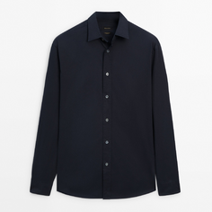 Рубашка Massimo Dutti Stretch Relaxed-fit Cotton Twill, темно-синий