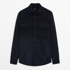 Куртка-рубашка Massimo Dutti Relaxed Fit Corduroy With Chest Pockets, темно-синий