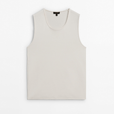 Топ Massimo Dutti Fitted Cotton Blend Tank, кремовый