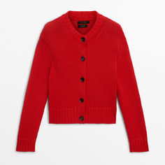 Кардиган Massimo Dutti Cotton Knit With Buttons, красный