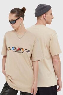 Хлопковая футболка On Vacation, бежевый